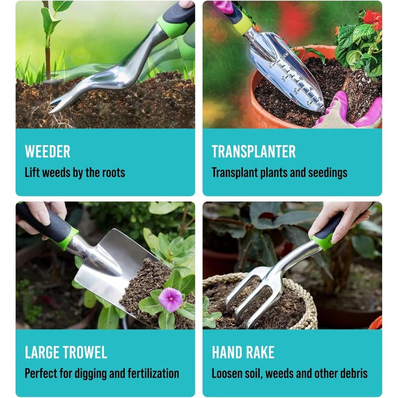 9종 인체공학적 정원 도구 세트, 전정가위, 삽, 갈퀴 - Gardening Hand Tools Yard 리뷰 및 가격