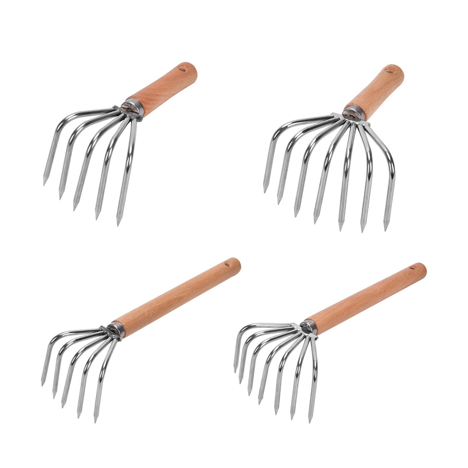 손 갈퀴 경작기 스테인리스 스틸 발톱 가벼운 목재 손잡 - Gardening Hand Tools Yard 리뷰 및 가격