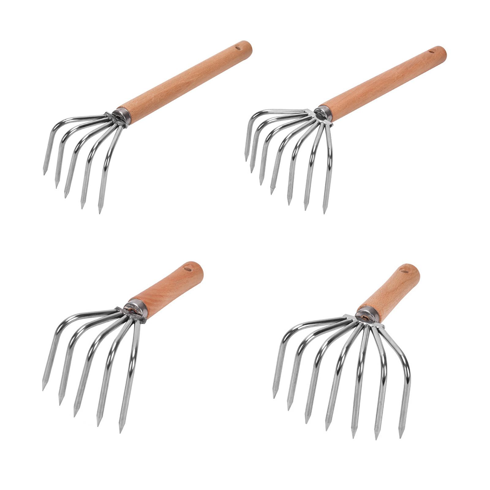 손 갈퀴 경작기 스테인리스 스틸 발톱 가벼운 목재 손잡 - Gardening Hand Tools Yard 리뷰 및 가격