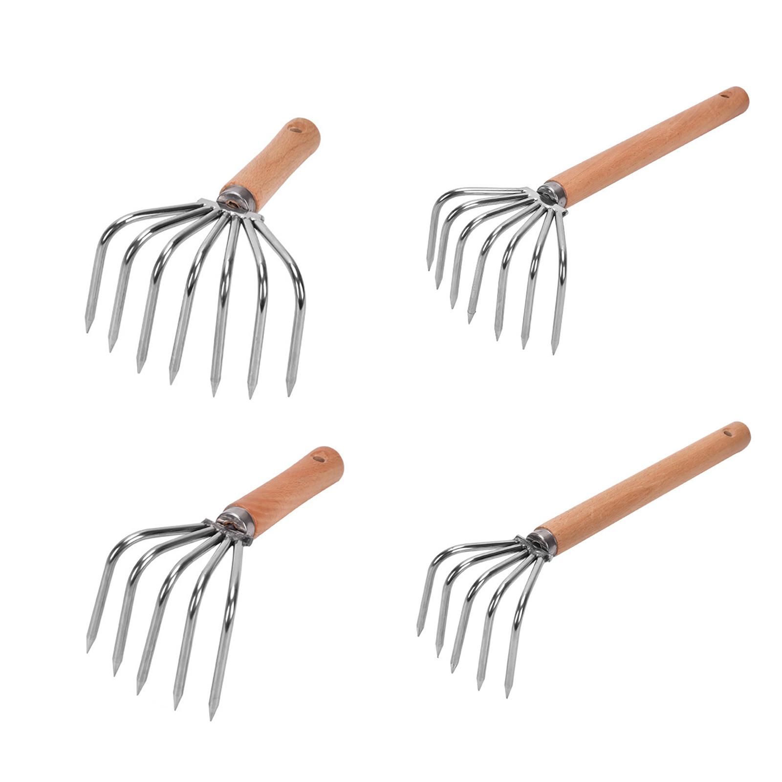 손 갈퀴 경작기 스테인리스 스틸 발톱 가벼운 목재 손잡 - Gardening Hand Tools Yard 리뷰 및 가격