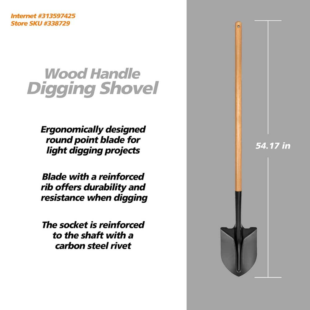 헤비 듀티 탄소강 정원용 삽 43인치 길이의 원목 손잡 - Gardening Hand Tools Yard 리뷰 및 가격